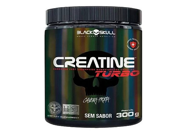 Creatina Turbo Black Skull 300g Sem sabor