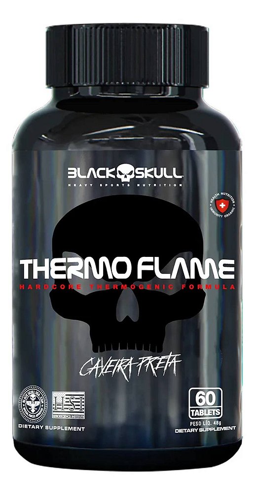 Termogênico Black Skull THERMO FLAME Caveira 48g 60 Tabletes