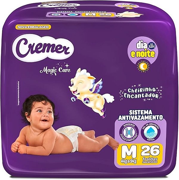 Fralda Descartável Cremer Prática Tamanho M com 26 unidades