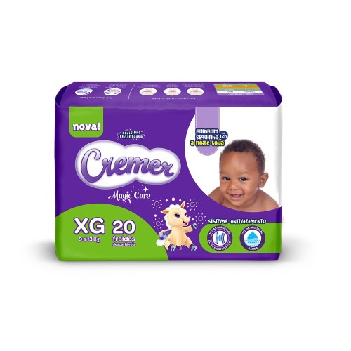 Fralda Descartável Cremer Prática Tamanho XG com 20 unidades
