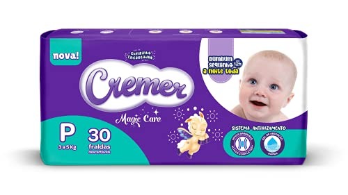 Fralda Descartável Cremer Prática Tamanho P com 30 unidades