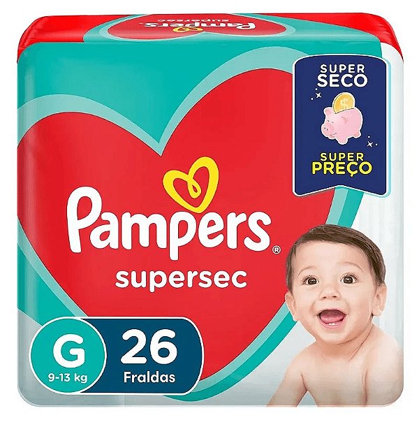 Fralda Pampers SuperSec G – Pacote com 26 unidades