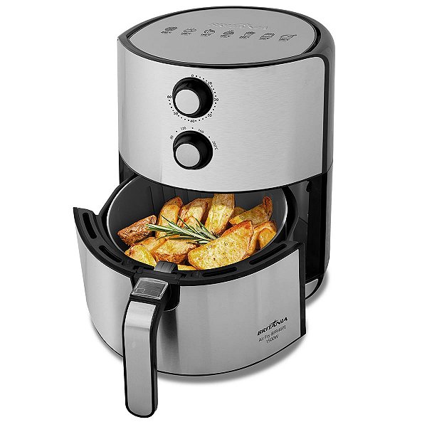 Fritadeira Air Fry Britânia 4,6L 127V - Preta com Inox e Timer