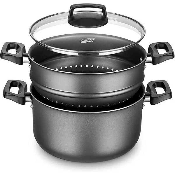 Cuscuzeira Cozivapor Cristal MTA Grafite com Tampa de Vidro