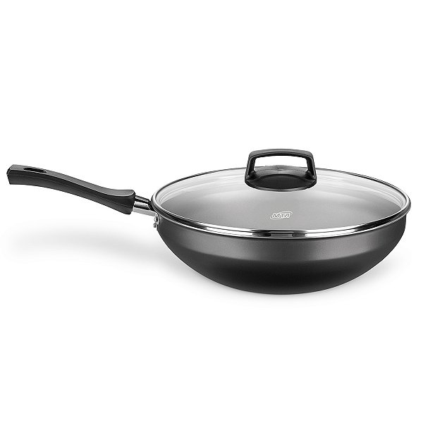 Panela Wok MTA 2,8 Litros – Antiaderente com Tampa em Cinza