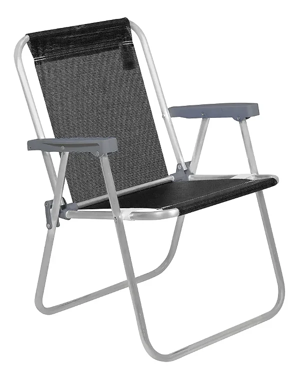 Cadeira Mormaii Alta Lazy Alumínio Sannet Preta