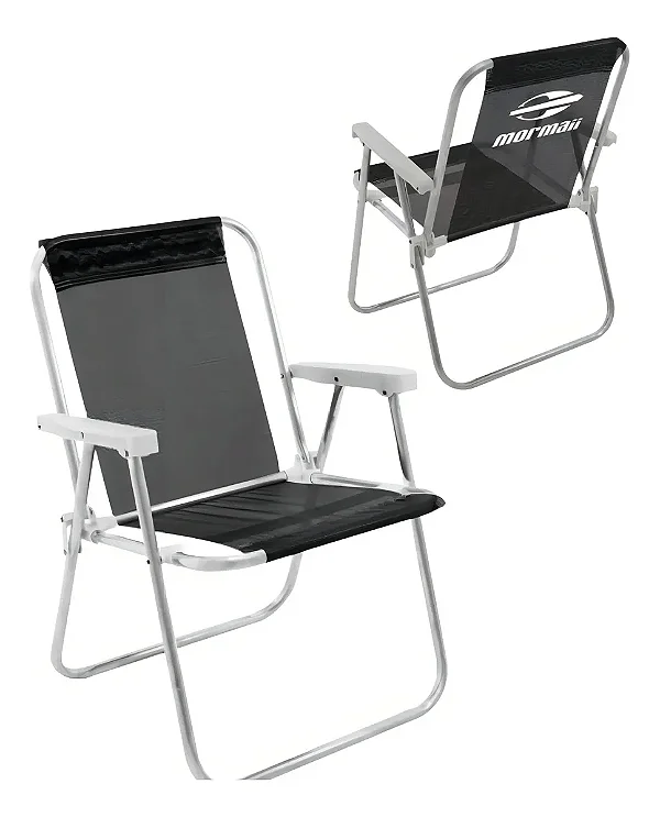 Cadeira Mormaii Alta Lazy Alumínio Sannet Preta