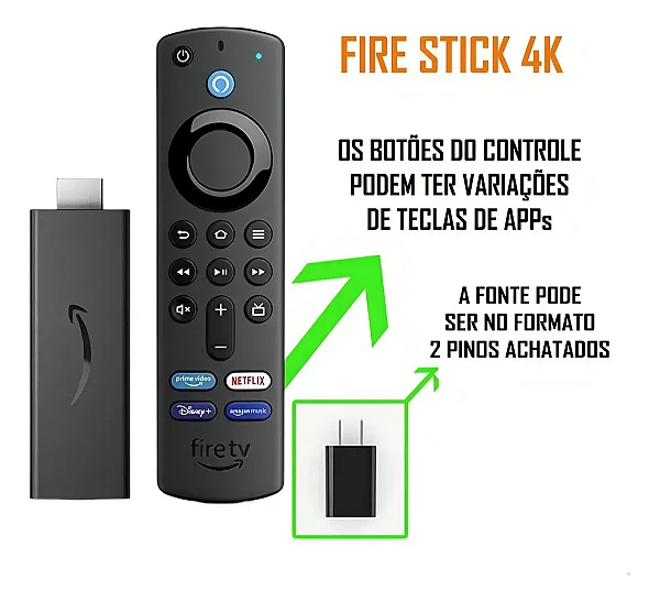 Fire Tv Stick 4k Controle Remoto Por Voz Alexa Amazon Preto