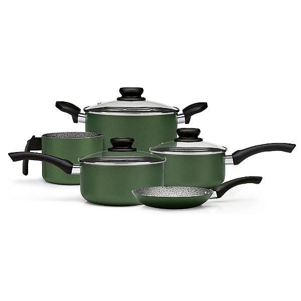 Conjunto de Panelas 5pc Antiaderente Panelux Maximum Verde ou Preta