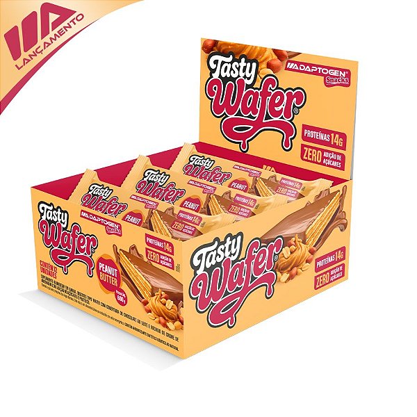 Tasty Wafer Peanut Butter 50g (Caixa com 12 unidades)