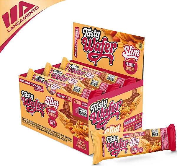 Tasty Wafer Slim Peanut Butter 30g (caixa com 12 unidades)