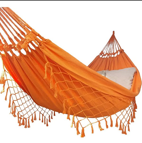 Rede De Dormir Casal Reforçada Laranja 3,60x1,50