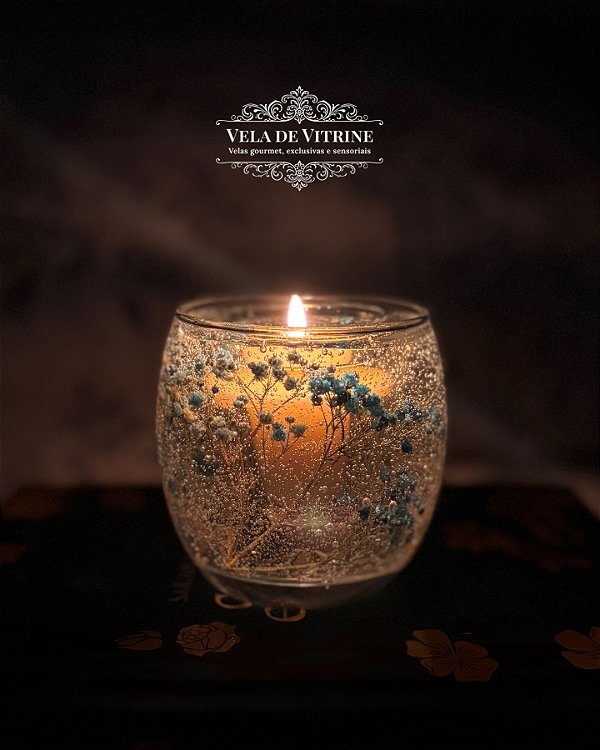 Vela Luminária de Luxo - Encanto Floral Azul