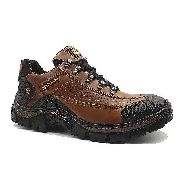 Tênis Masculino Caterpillar Original em Couro Legítimo 2085 Light Castor