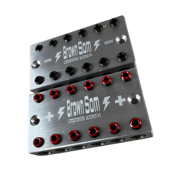 Barramento Automotivo BSAudioParts 6x6 = 12 Vias 20mm Espessura Alumínio 100%