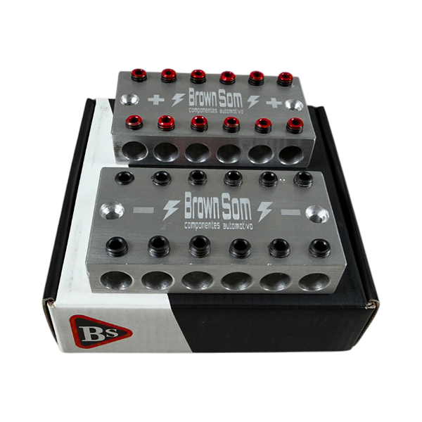 Barramento Automotivo BSAudioParts 6x6 = 12 Vias 25mm Espessura Alumínio 100% Puro