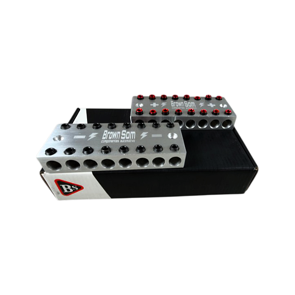 Barramento Automotivo BSAudioParts 8x8 =16 Vias 25mm Espessura Alumínio 100%