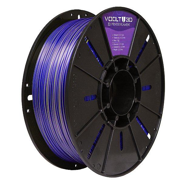 Filamento Voolt 3D PLA Duo Color Azul Safira e Dourado V-Silk High Speed Premium - 1Kg