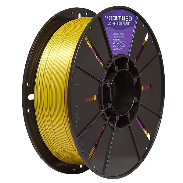 Filamento Voolt 3D PLA Duo Color Ametista e Dourado V-Silk High Speed Premium - 1Kg
