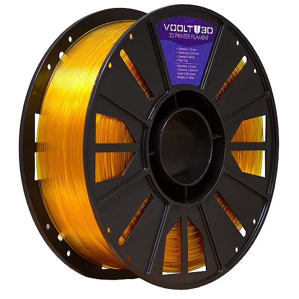 Filamento Voolt 3D PETG Amarelo Ouro Translúcido HF Premium - 1Kg