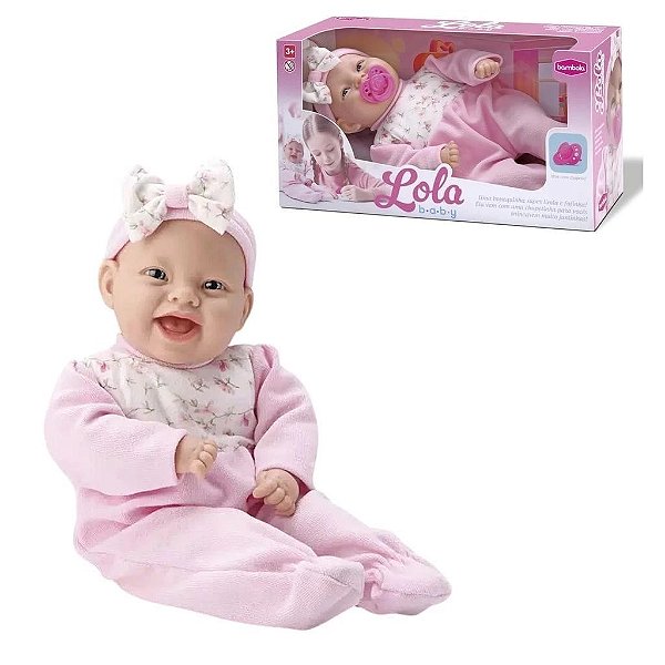 BONECA NEW BORN LOLA BABY C/ CHUPETA BAMBOLA
