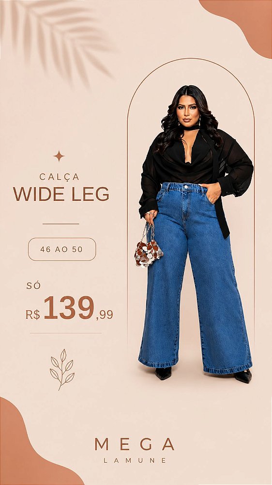 CALÇA  WIDE LEG PLUS CHRIS