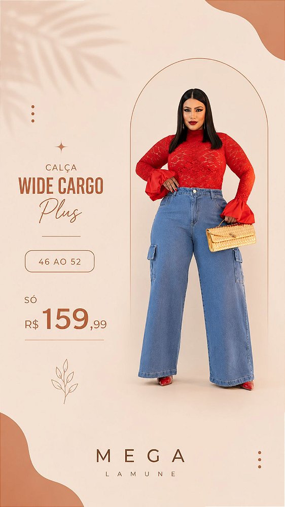 CALÇA WIDE cargo PLUS
