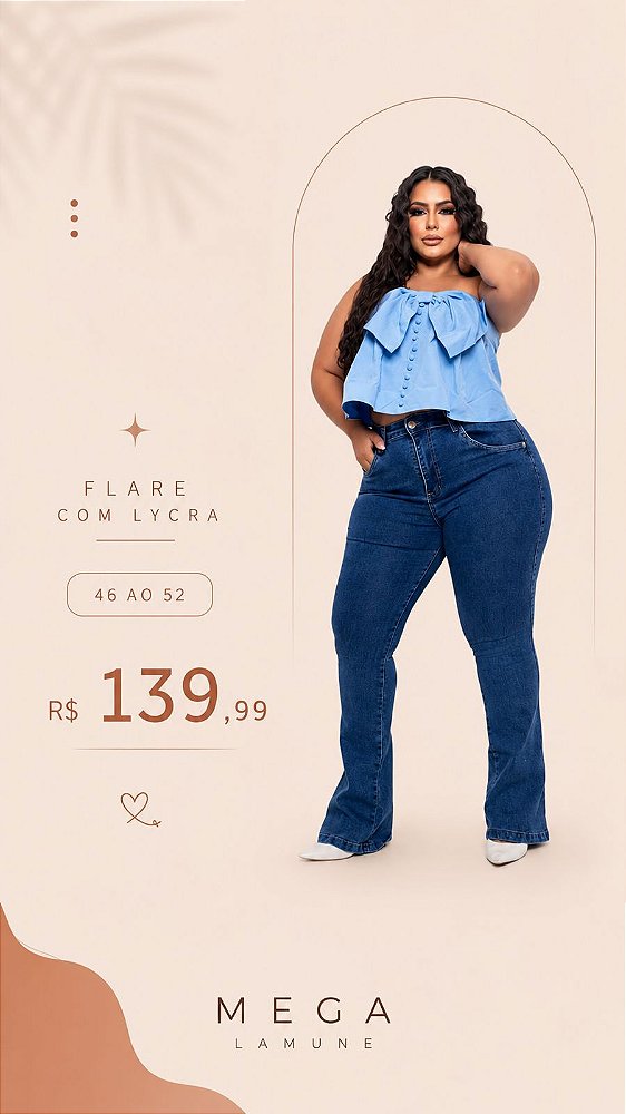 CALÇA JEANS FLARE PLUS  CHRIS