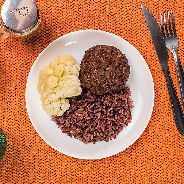 Hamburguinho de Carne, Arroz 7 Grãos com  Couve Flor - 300 gr