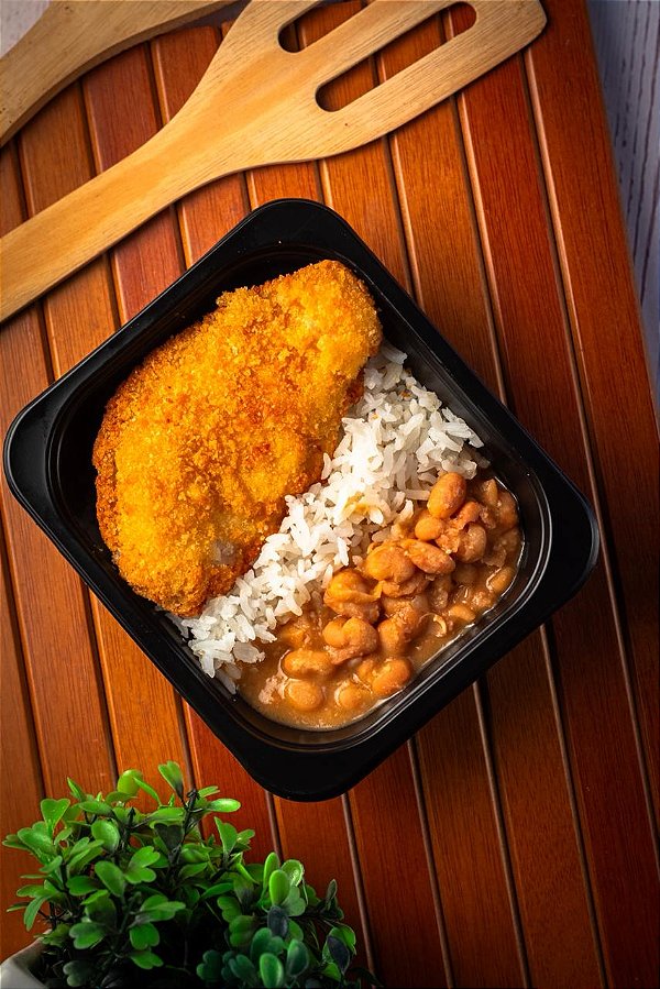 Frango a Milanesa, Arroz Branco e Feijão Carioca - 250 gr