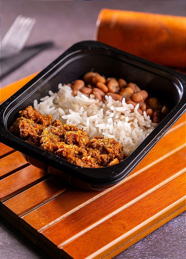 Arroz Branco, Feijão Carioca com Carne Moída - 250gr