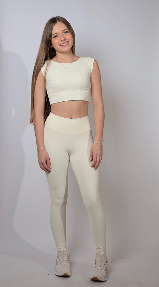 CONJUNTO PÉROLA C/ CROPPED MGA CURTA