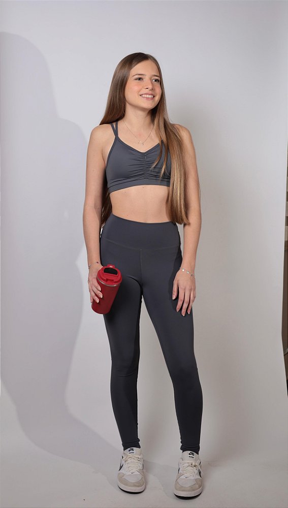 CONJUNTO GRAFITE EMPINA BUMBUM C/ TOP STRAPS COSTAS