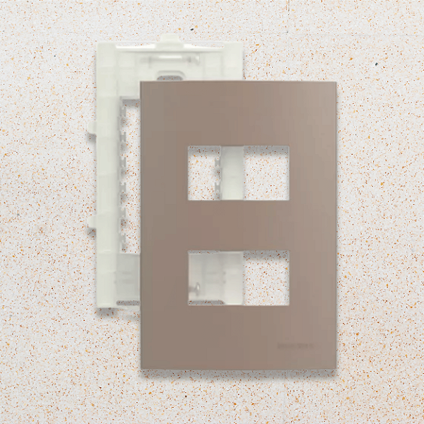 PLACA + SUPORTE - 4X2 - 2 POSTOS - ARGILA - SLEEK COLORS