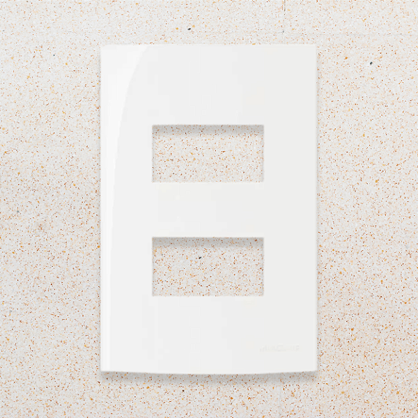 PLACA 4X2 - 2 POSTOS - BRANCO BRILHO - SLEEK