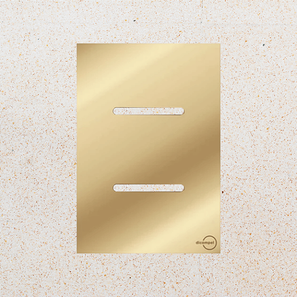 PLACA + SUPORTE - 4X2 - 2 INTERRUPTORES - DOURADA - NOVARA GLASS