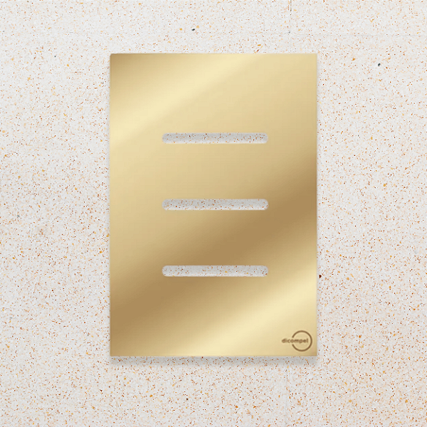 PLACA + SUPORTE - 4X2 - 3 INTERRUPTORES - DOURADA - NOVARA GLASS