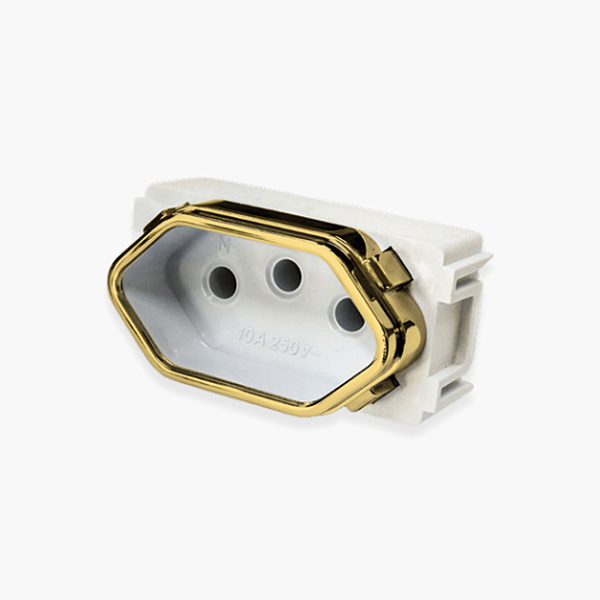 MÓDULO - TOMADA 10A - BRANCO/GOLD - NOVARA