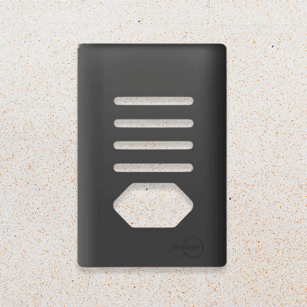 PLACA + SUPORTE - 4X2 - 4 INTERRUPTORES + 1 TOMADA - PRETO GRAFITE - NOVARA