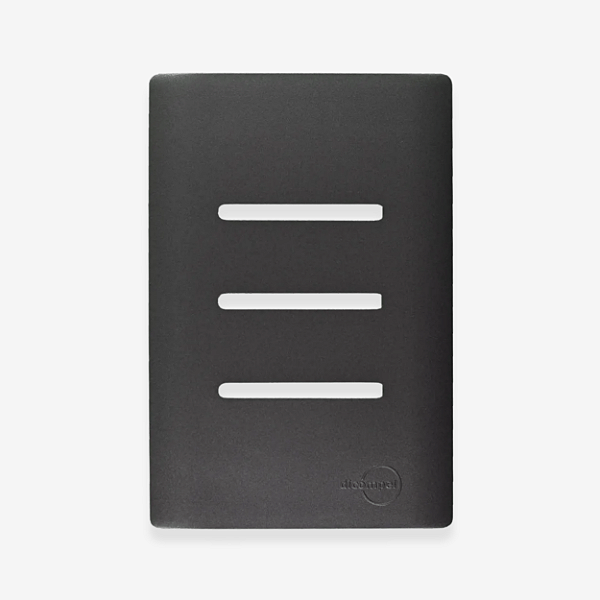 PLACA + SUPORTE - 4X2 - 3 INTERRUPTORES - PRETO GRAFITE - NOVARA