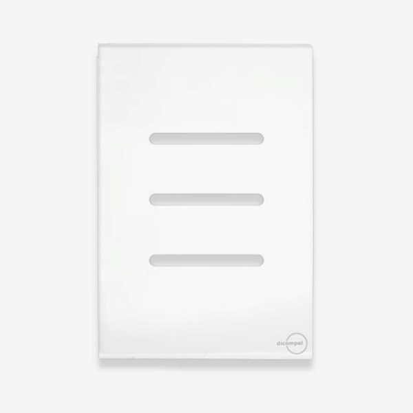 PLACA + SUPORTE - 4X2 - 3 INTERRUPTORES - BRANCO - NOVARA GLASS