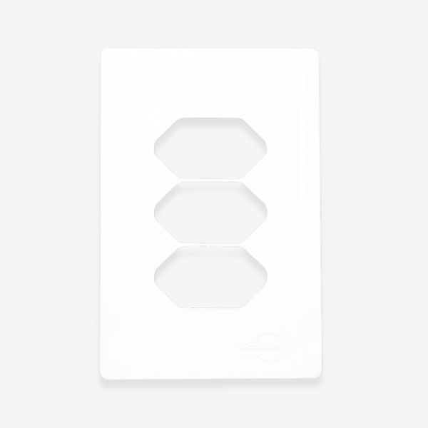 PLACA + SUPORTE 4X2 - 3 TOMADAS - BRANCO - NOVARA