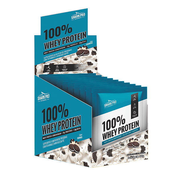 100% WHEY PROTEIN - WPC - WHEY PROTEIN POTE 40G SACHE SABOR COOKIES DISPLAY