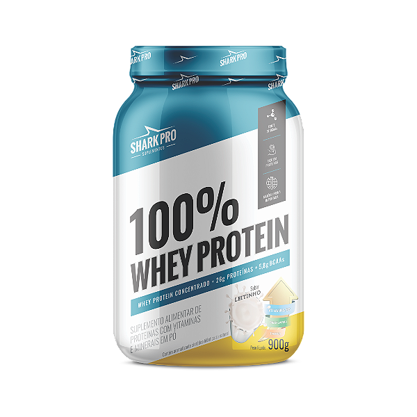 100% WHEY PROTEIN - WPC - WHEY PROTEIN POTE 900g SABOR LEITINHO