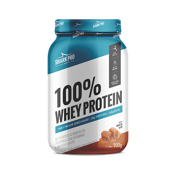 100% WHEY PROTEIN - WPC - WHEY PROTEIN POTE 900g SABOR DOCE DE LEITE