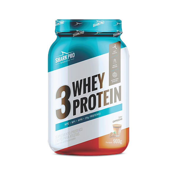 3W WHEY PROTEIN - POTE 900g SABOR CAPUCCINO