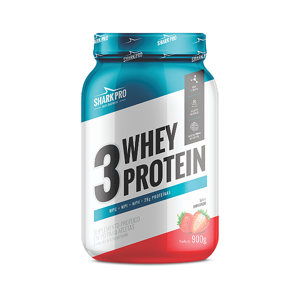 3W WHEY PROTEIN - POTE 900g SABOR MORANGO