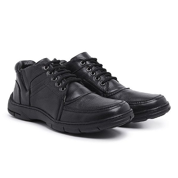 Bota Masculina Couro legítimo Comfort Shoes- 1405 Preta