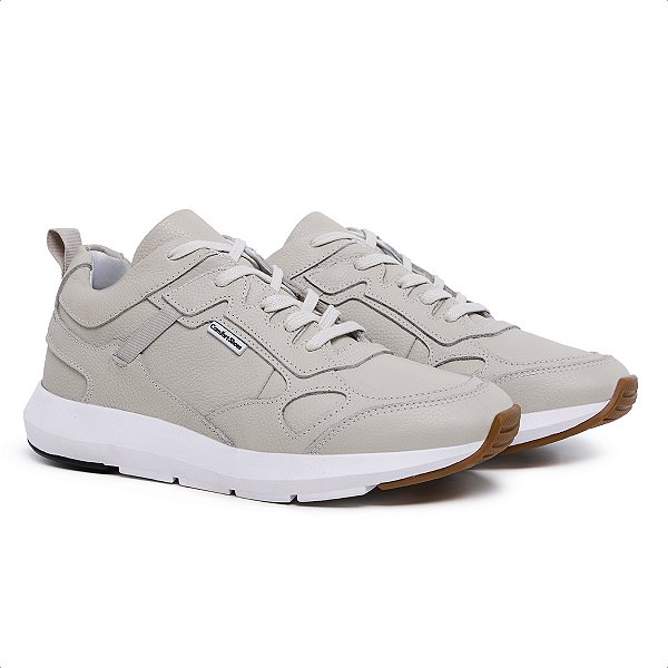 Tênis Casual Masculino De Couro Legitimo Comfort Shoes - 4501 Gelo