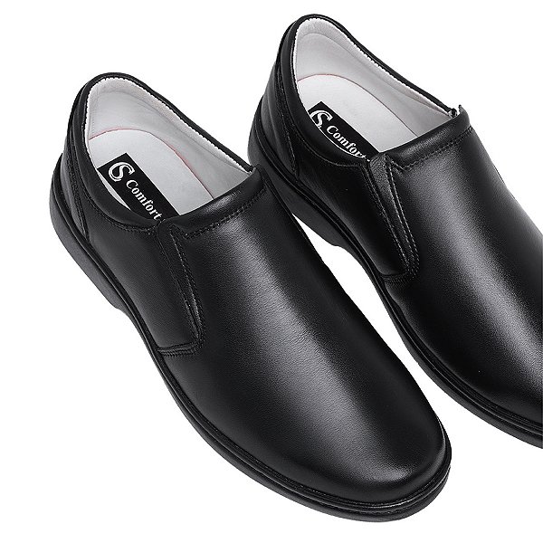 Sapato Social Couro Legítimo Comfort Shoes - 6050 Preto